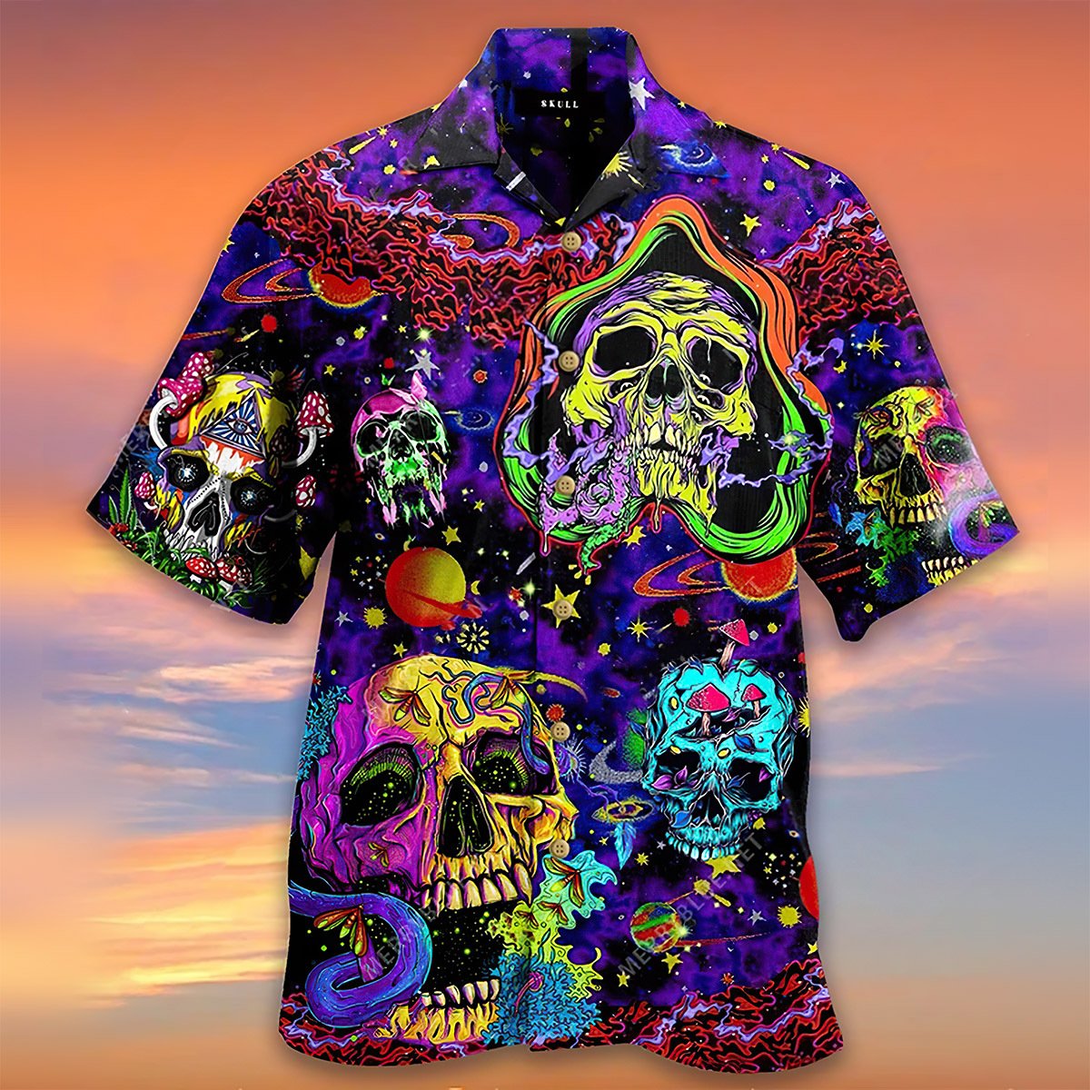 Skull Hippie All Over Printed Hawaii Shirt Ha87216