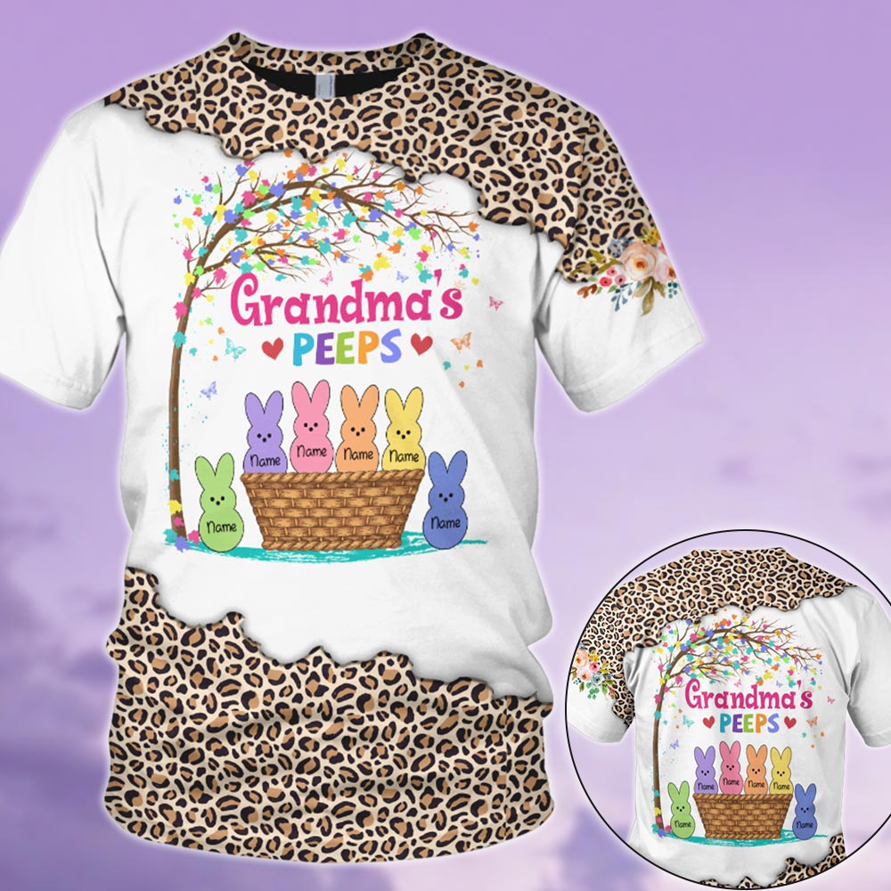 Grandma’S Peeps Leopard Pattern Personalized All Over Print, 3D Hoodie, Tanktop And Legging Set For Grandma Do99 Hn98