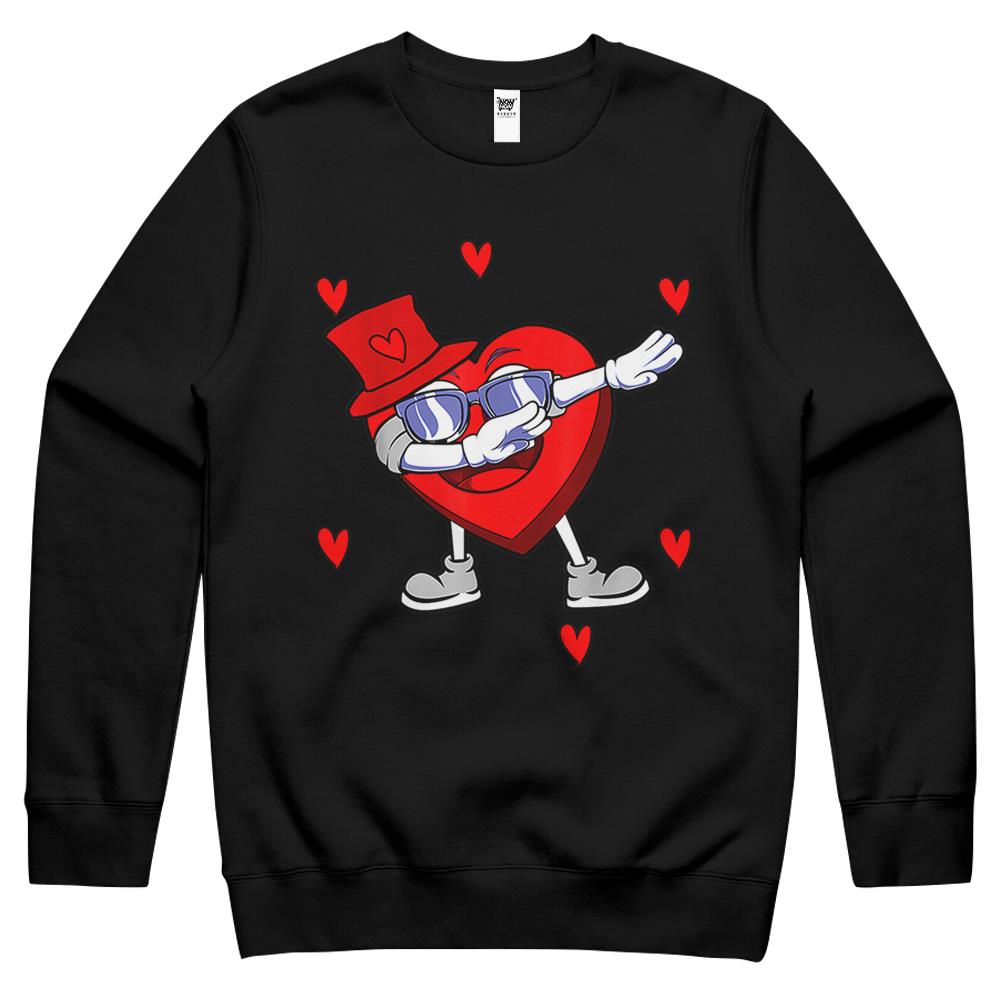 Dabbing Heart Valentines Day Kids Matching Boys Valentines Gift Crewneck Sweatshirt