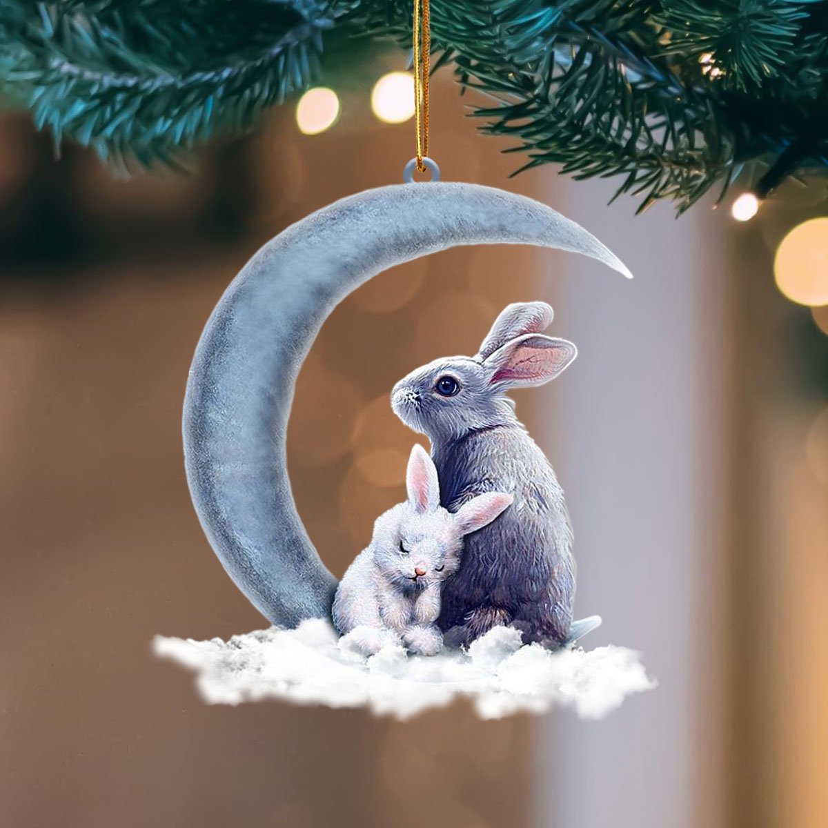 Shopeeyou – Ornament- Bunny Blue Moon Hanging Ornament Dog Ornament, Car Ornament, Christmas Ornament Two Sided Ornament, Shaped Ornament