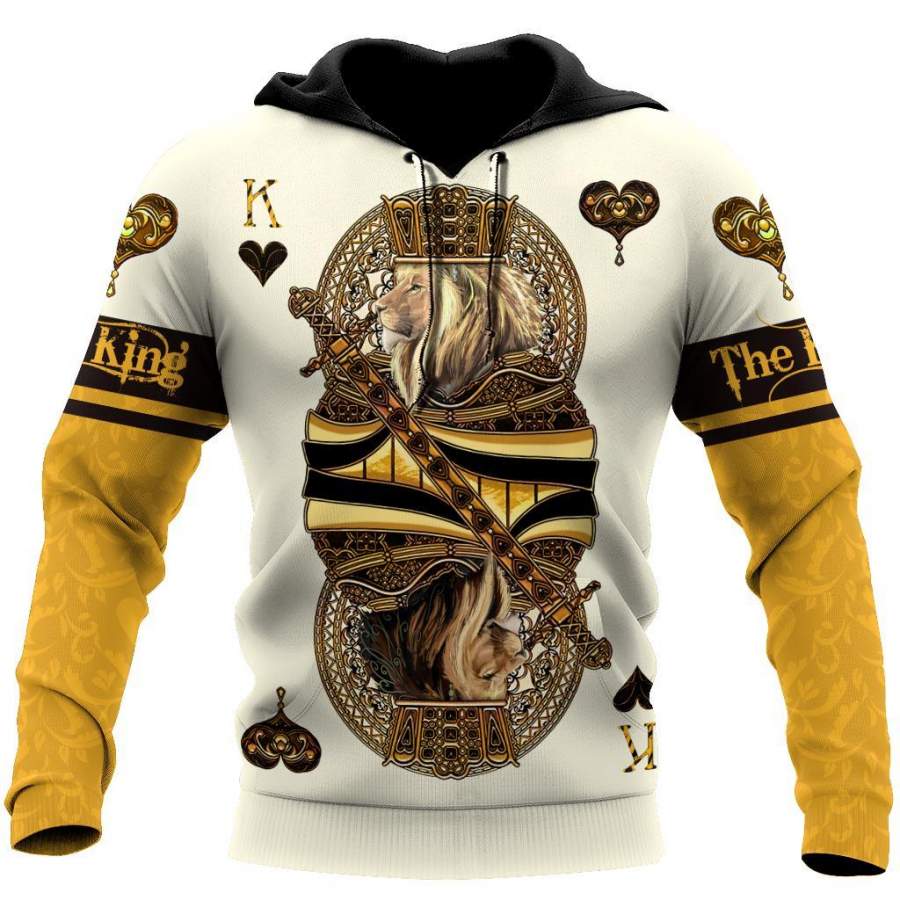 3D Yellow King Club Lion Poker Over Printed Hoodie for Men and Women TP