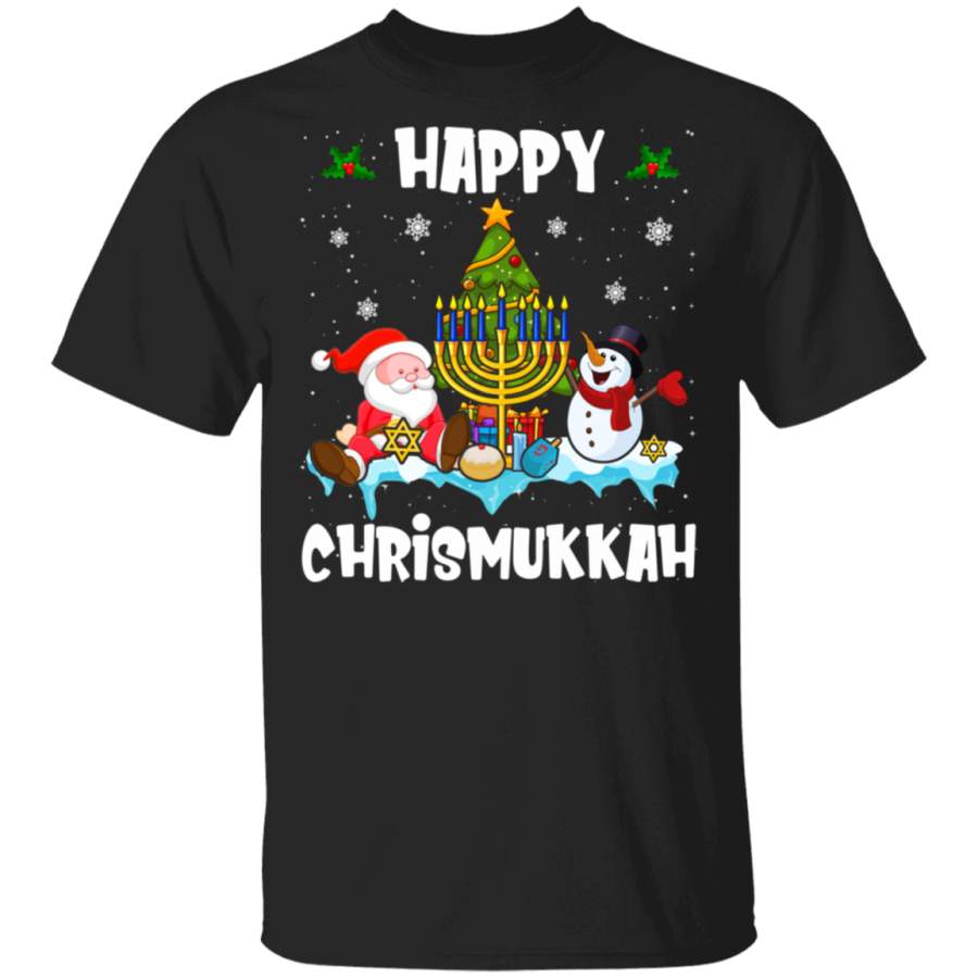 Christmas Shirt Santa With Snowman Christmas Tree Hanukkah Jewish Christmas Gifts Christmas T-Shirt Best Christmas Gift 2024