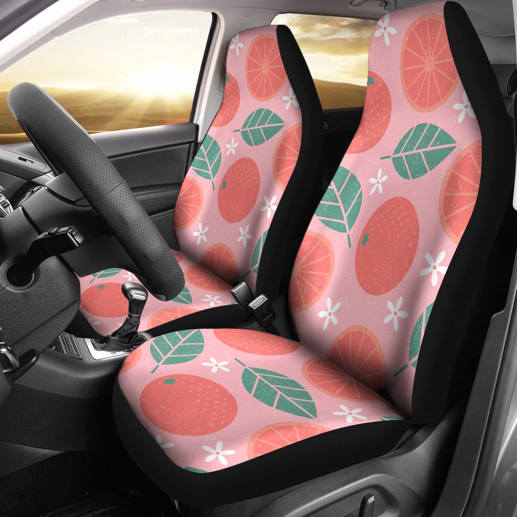 Grapefruit Leaves Flower Pink Background Universal Fit Car Seat Covers