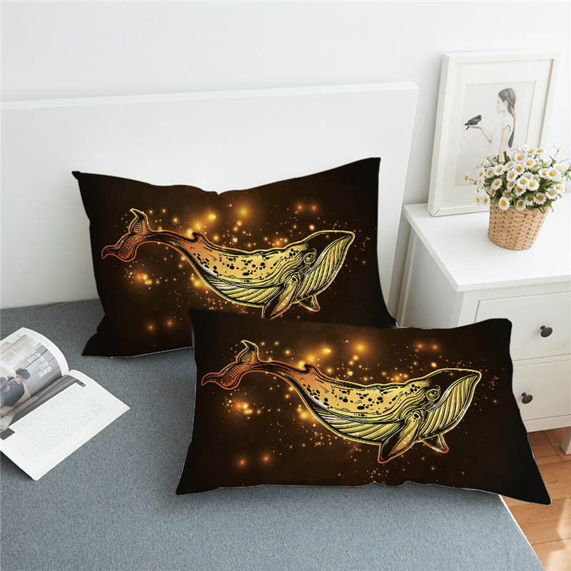 Bronzing Golden Whale Pillowcase