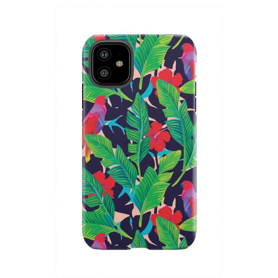 Parrot Banana Leaf Hawaii Pattern Print Tough Phone Case