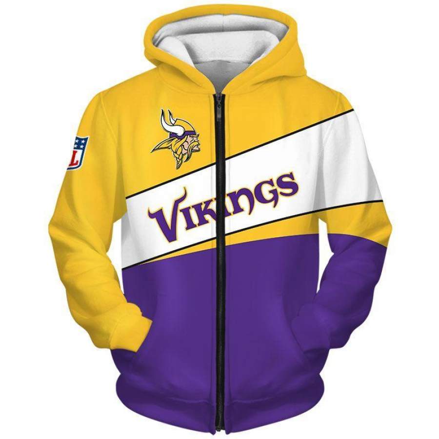 Minnesota Vikings Zip Hoodie Unisex 3D All Over Print