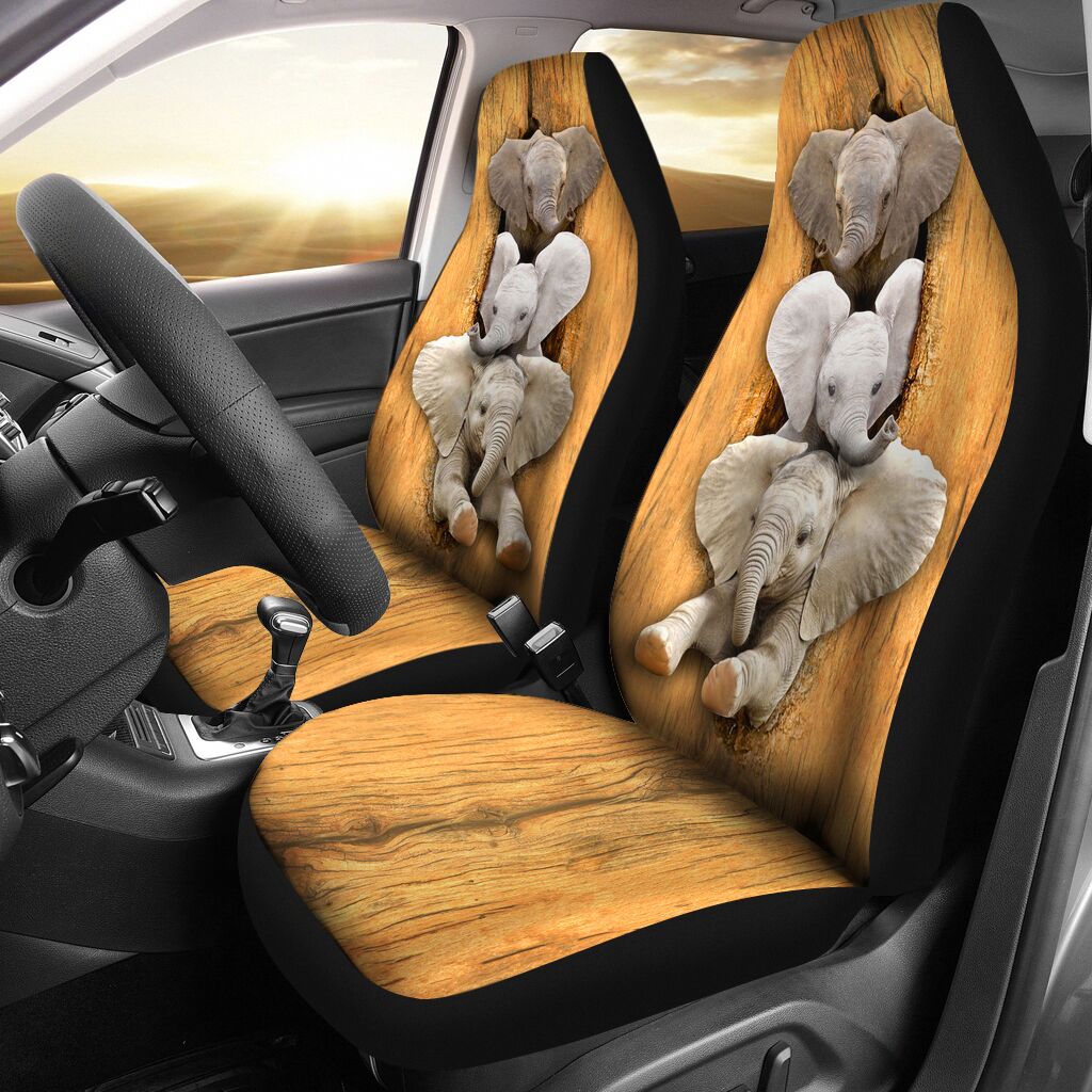 Elephant Wood Texture Blackground Car Seat Covers, Seat Covers Full Set, Carseat Covers, Automotive Seat Covers.