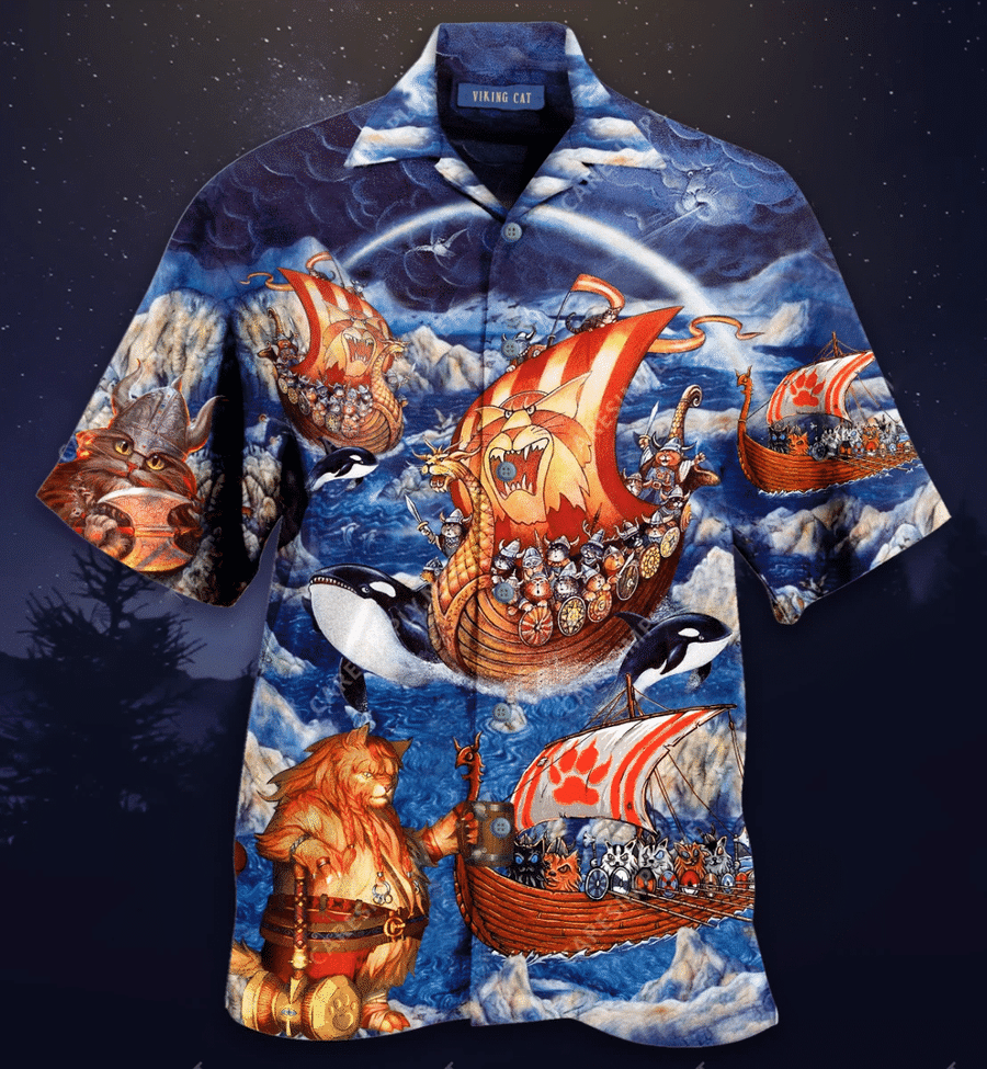 Shop Hawaii Aloha Shirts Viking Cats Ha68333