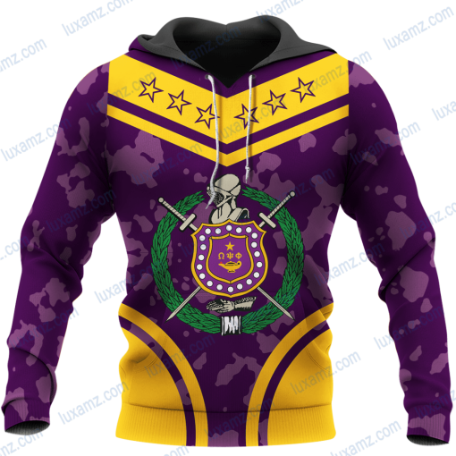 Omega Psi Phi Emblem Omega Logo 1911 Camouflage 3D Hoodie