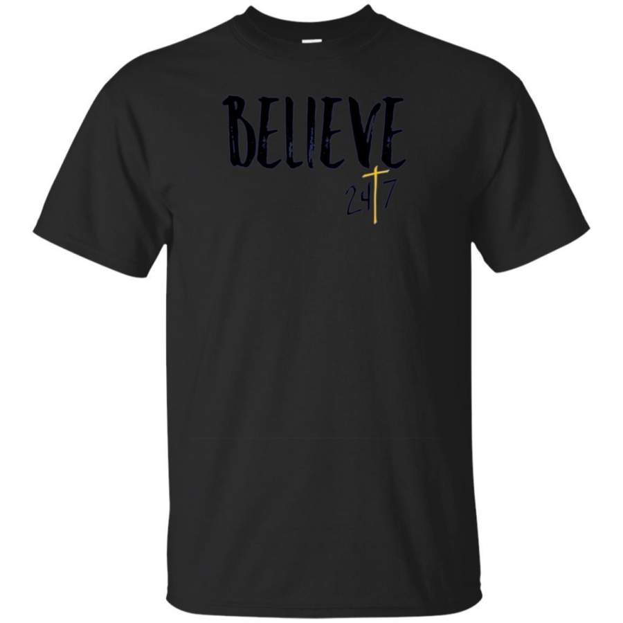 AGR Believe 24/7 Christian Faith Shirt God Lord Jesus Tee Shirt