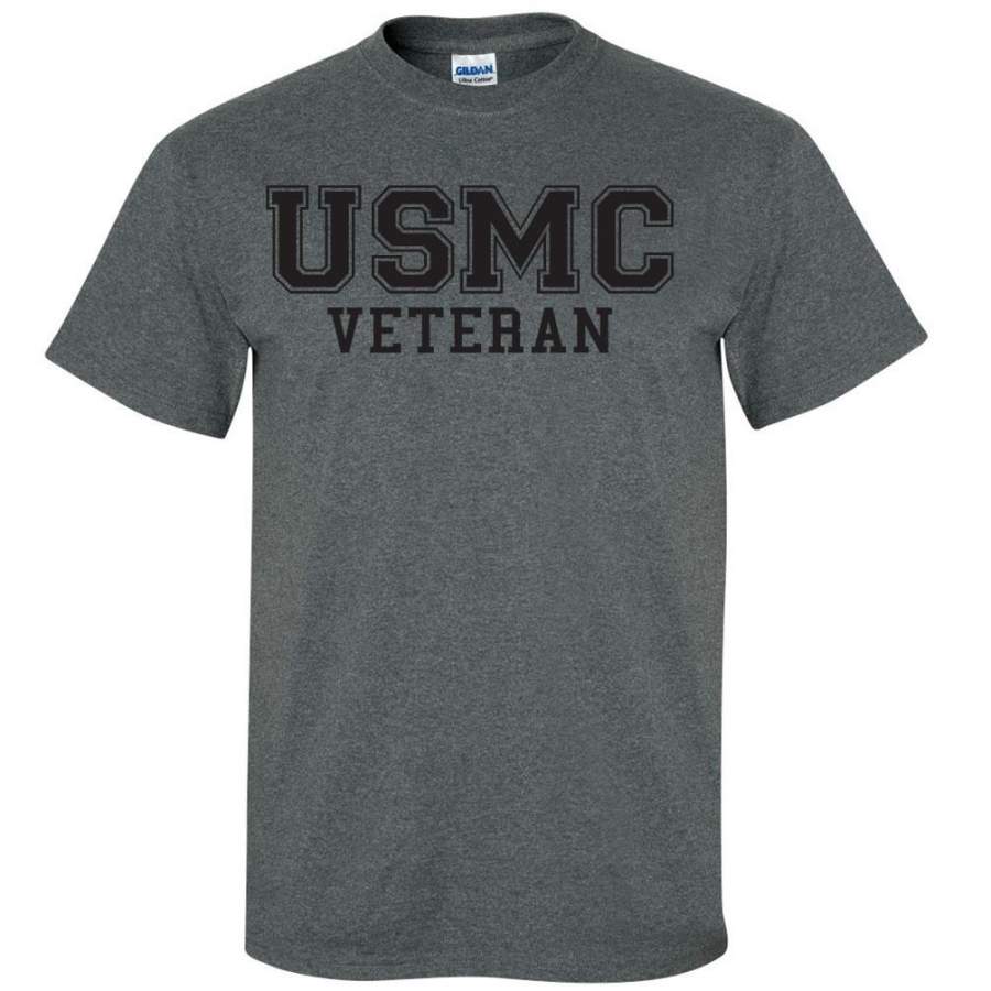 Usmc Veteran Black Logo Athletic Marines Short Sleeve T-Shirt