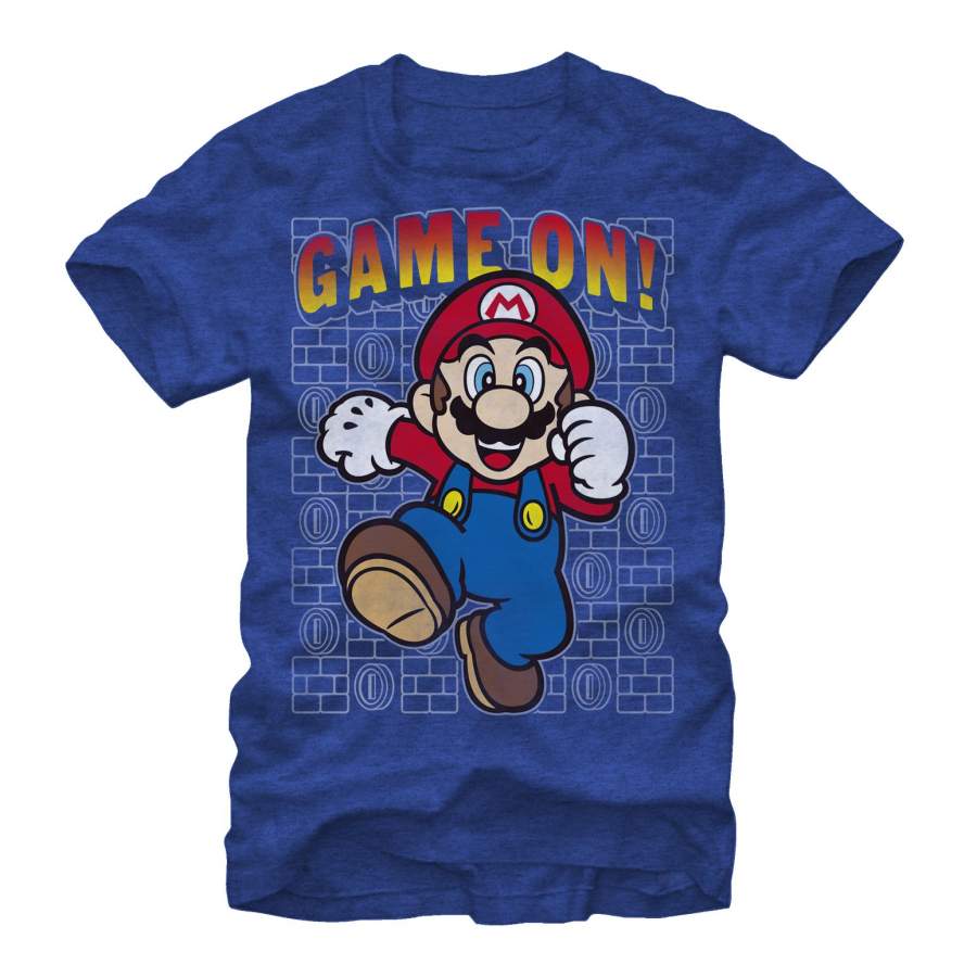 Super Mario Brothers Game On Mens T Shirt Royal Blue