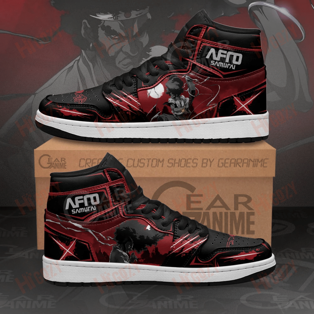 Afro Samurai Sneakers Black Red Custom Anime Shoes Mn11