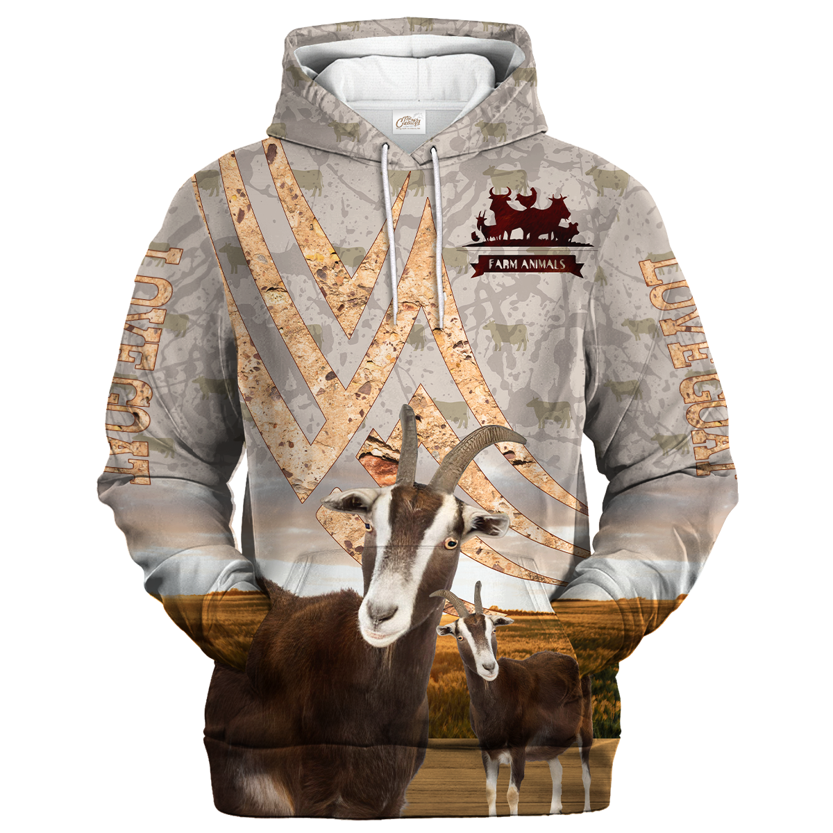 Goat On A Stone Background Hoodie, Goat Apparel