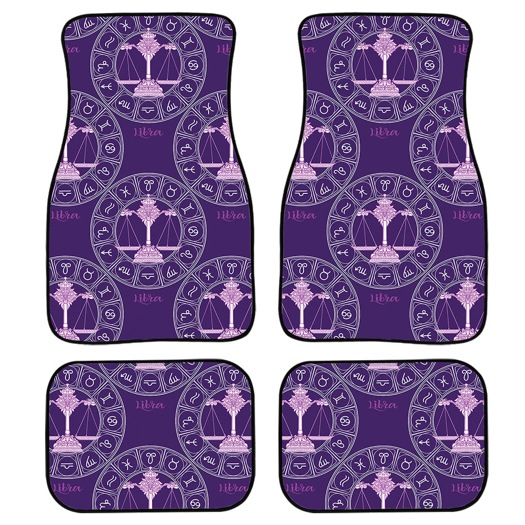 Purple Libra Zodiac Pattern Print Front And Back Car Floor Mats, Front Car Mat