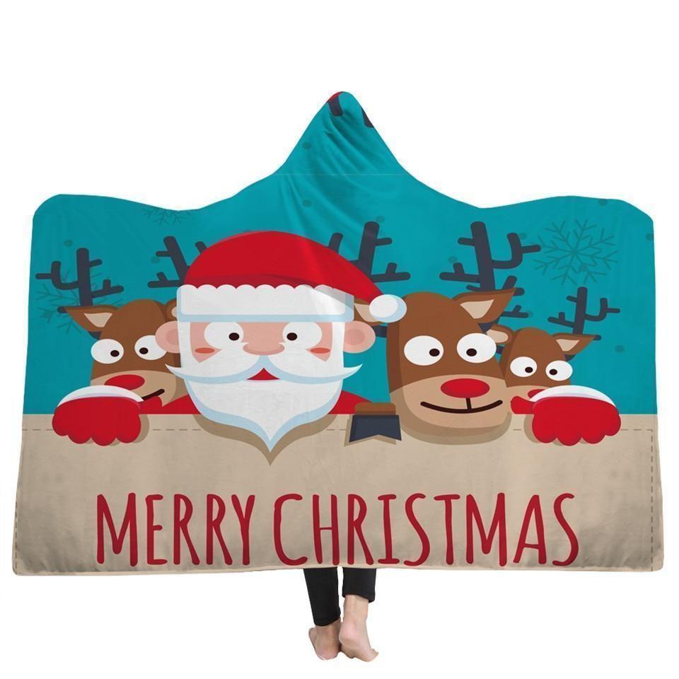 X-Mas Friendly Santa Hooded Blanket Christmas Decoration Ideas