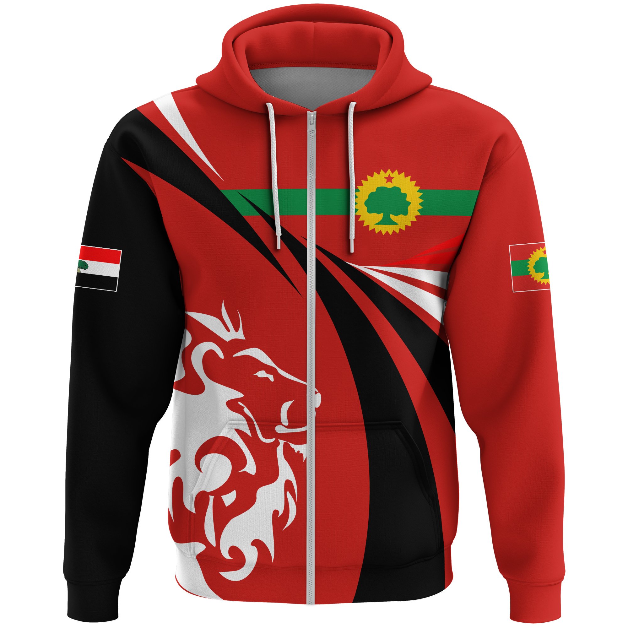 1stTheWorld Oromia Hoodie Zipper, Oromia Swirly Lion Flag Ver 01 A10