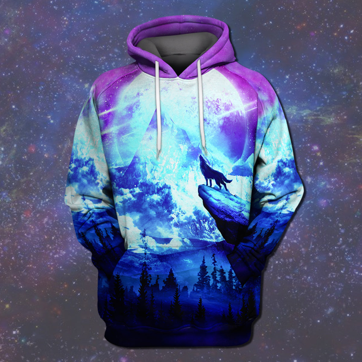 Wolf Galaxy Hoodie T Shirt Wolf Graphic Sweaters All Over Print 3D Hoodie T Shirt 4Xl 5Xl Dark Blue Men Women All Over Print Hoodie T-Shirt