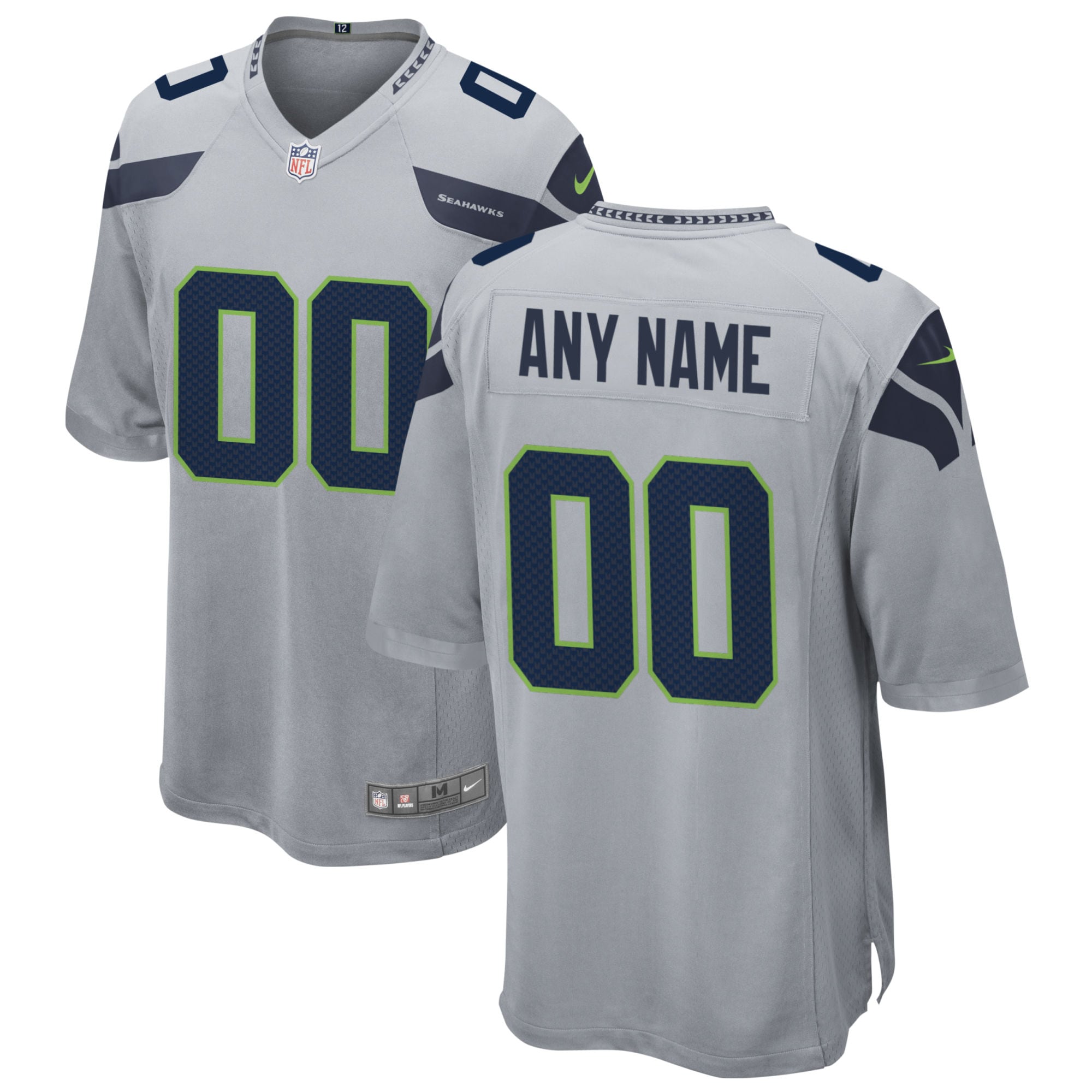 Men’s Seattle Seahawks Gray Alternate Custom Game Jersey