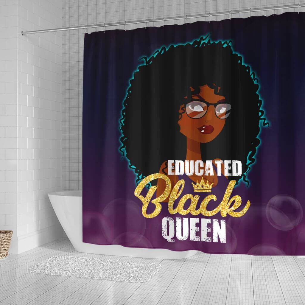 Trendy Educated Black Queen 3D Printed Shower Curtain Bathroom Decor