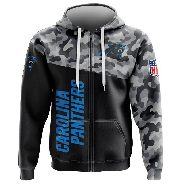 Camo Carolina Panthers Zip Hoodie Sweatshirt 2