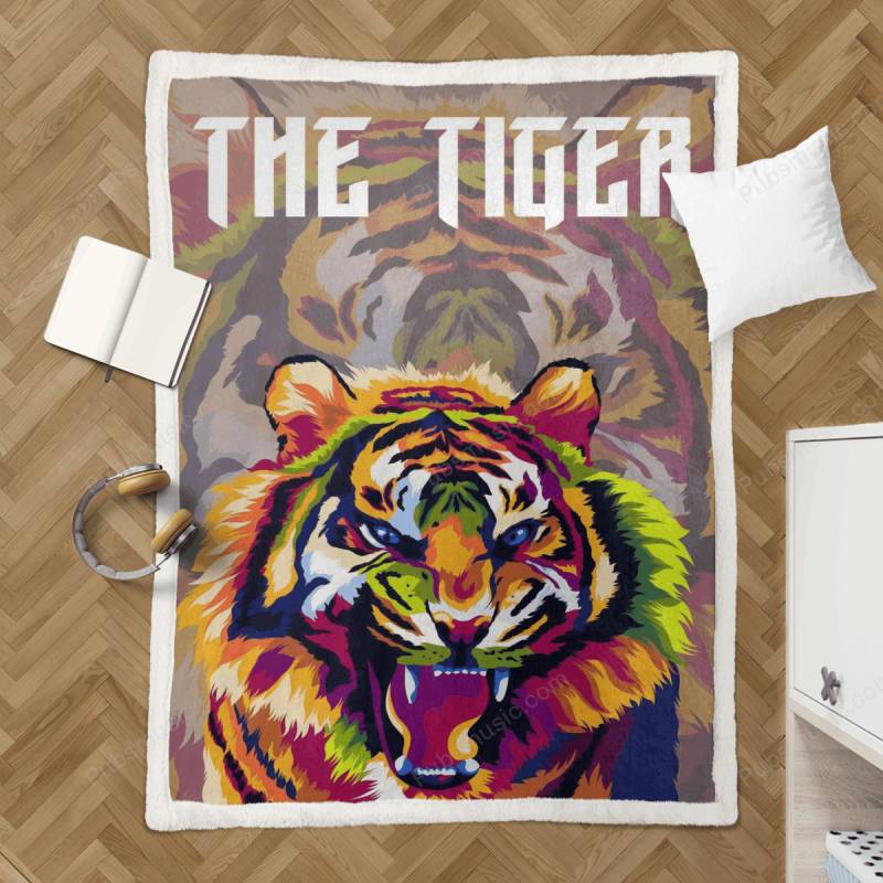 The tiger  – Animal Pop Art Sherpa Fleece Blanket