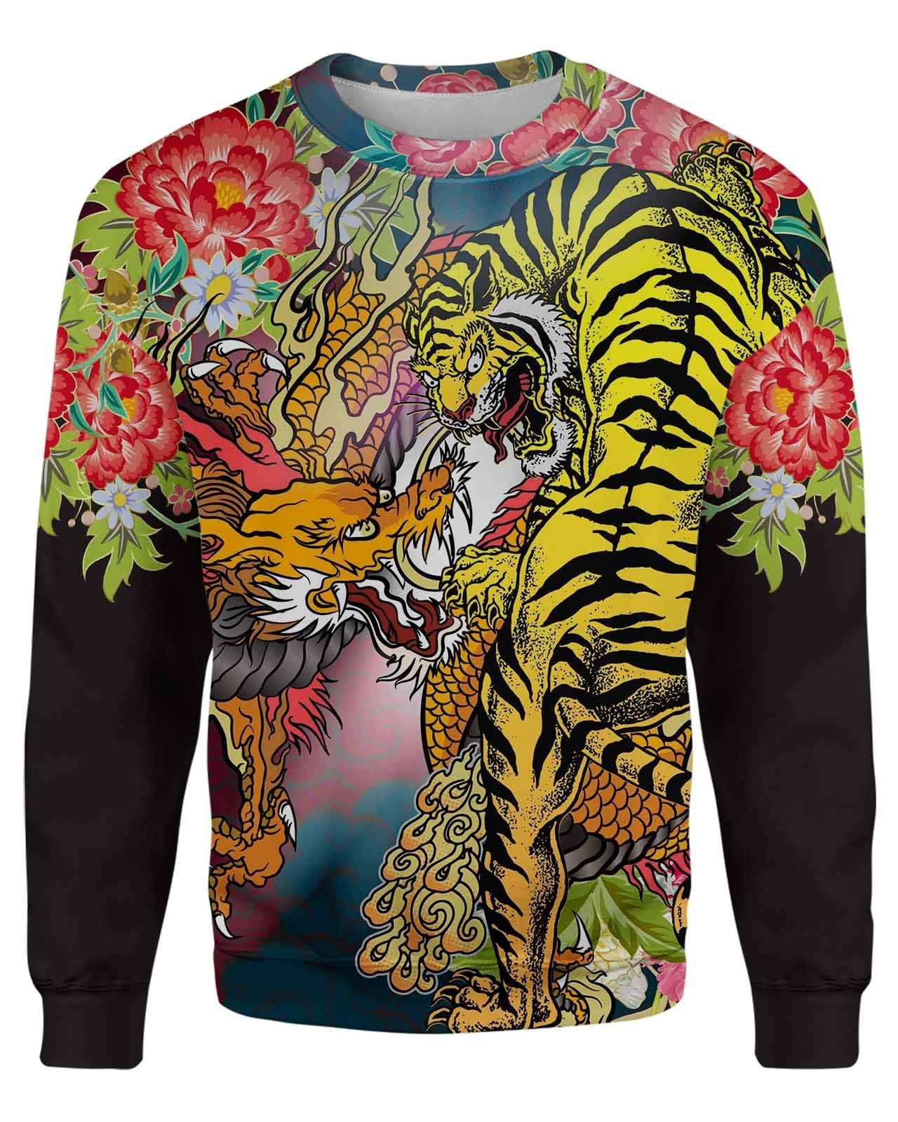 Dragon Tiger Flowers Unisex Sweatshirt