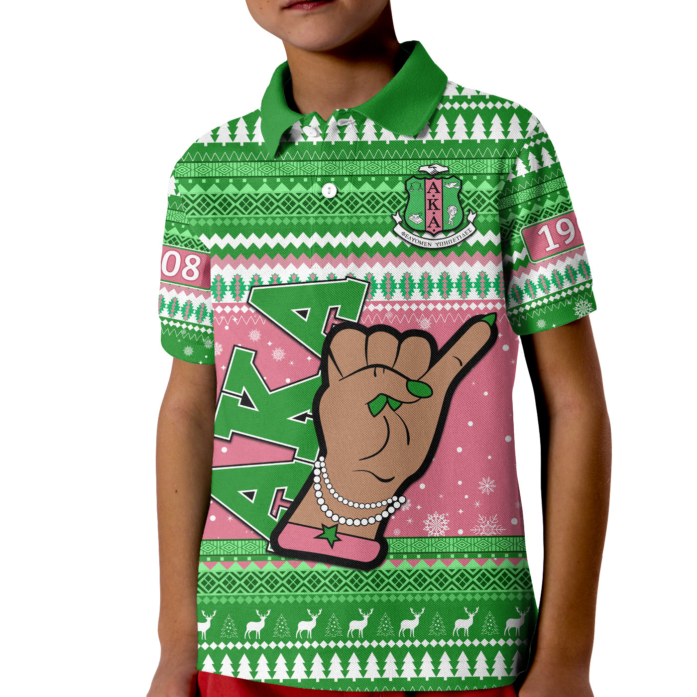 Alpha Kappa Alpha Christmas Polo Shirt Kid African Pattern Lt13