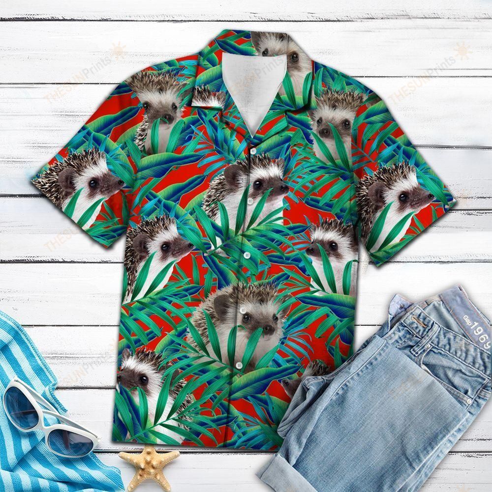 Hedgehogs Floral Pattern Hawaiian Shirt Ha57689