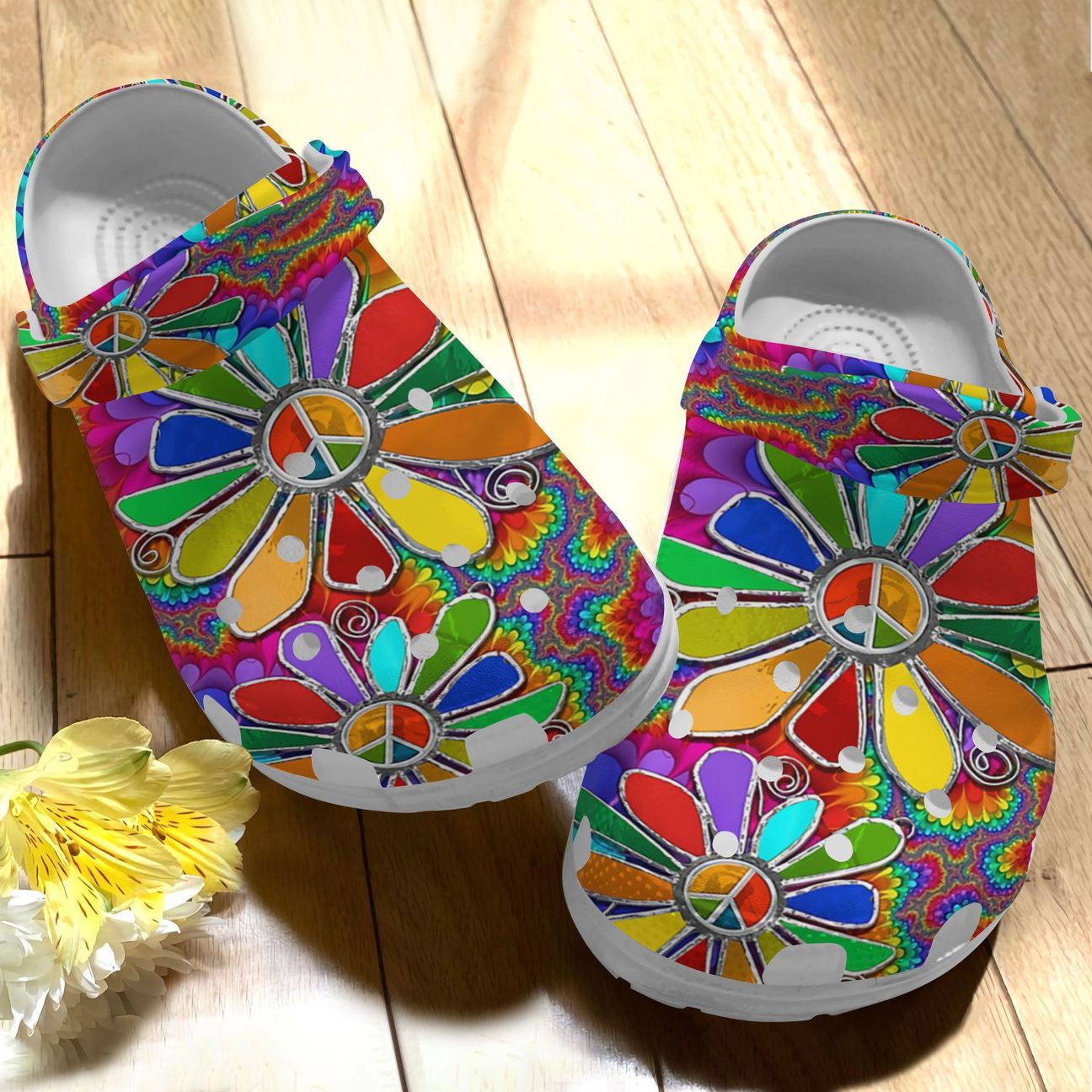 Hippie Personalize Clog, Custom Name, Text, Fashion Style For Women, Men, Kid, Print 3D Hippie Gorgeous Flower