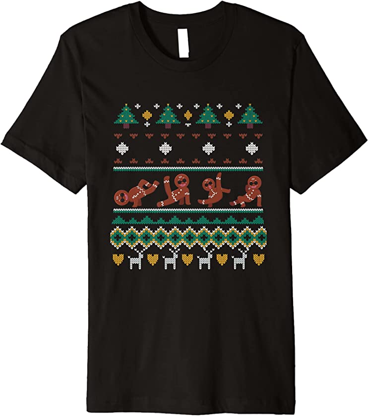 Ugly Christmas Breakdance Santa Claus New Year Gingerbread Premium T-Shirt