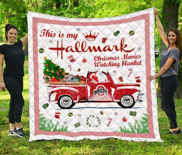 Xmas Ohio State Buckeyes Football 3D Quilt Blanket, Fleece Blanket