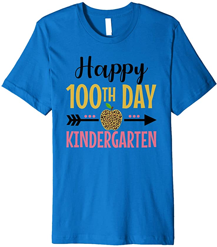 100th Day Of Kindergarten Girls Leopard 100 days of School Premium T-Shirt