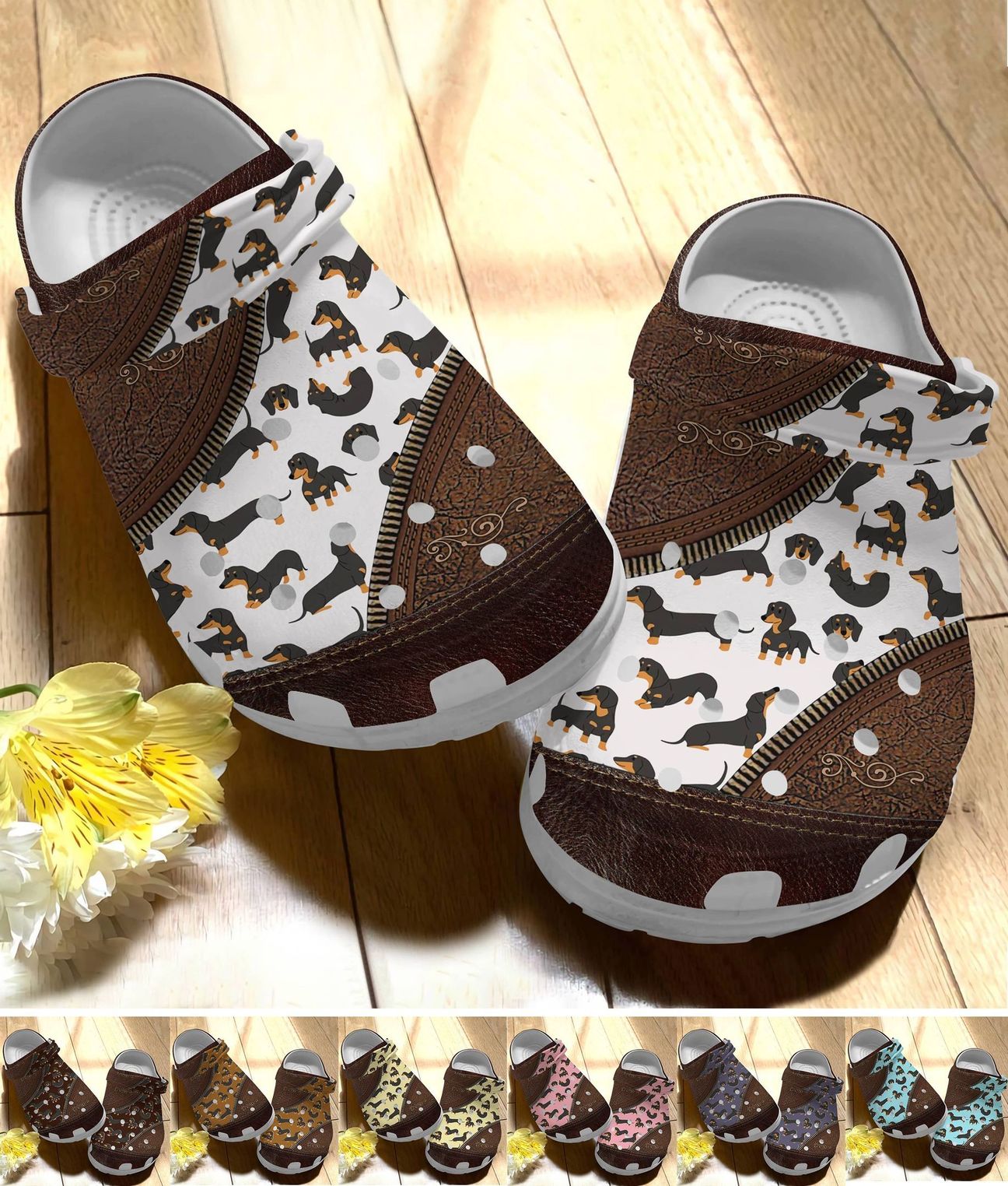 Dachshund Personalize Clog, Custom Name, Text, Fashion Style For Women, Men, Kid, Print 3D Dachshund Pattern Collection