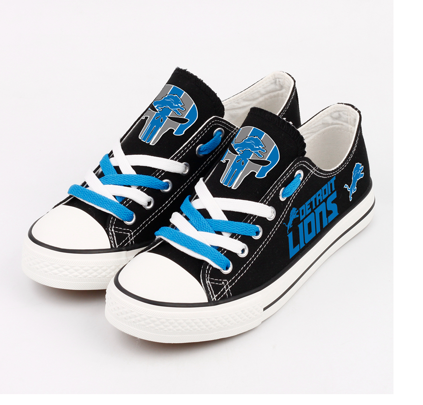 Detroit Lions Shoes Skull Design Canvas Shoes For Fans - Onlyshirt Fashion