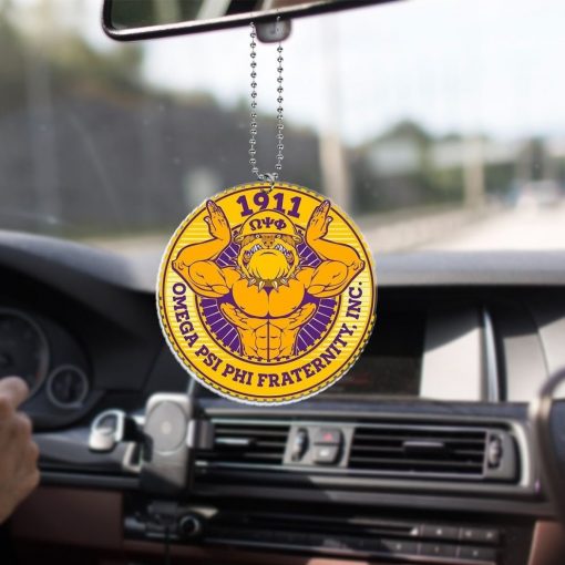 Omega Psi Phi 1911 Dog Mascot With Hand Sign Logo Car Hanging Ornament