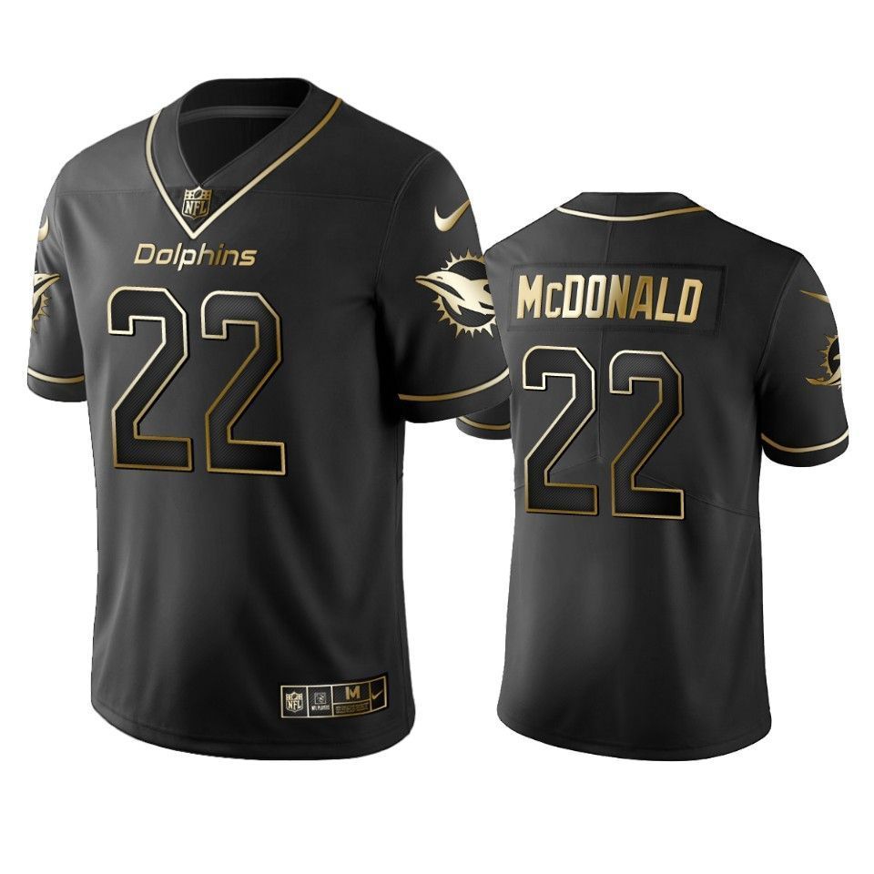 Dolphins 22 Tj Mcdonald Black Golden Edition Vapor Untouchable Limited Mens Jersey