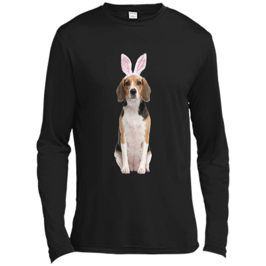 Beagle Wearing Easter Bunny Ears Dog T-Shirt Long Sleeve Moisture Absorbing Shirt