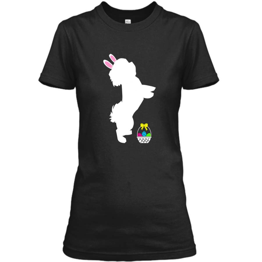 Bichon Frise Easter Bunny Dog Silhouette T-Shirt Ladies Custom