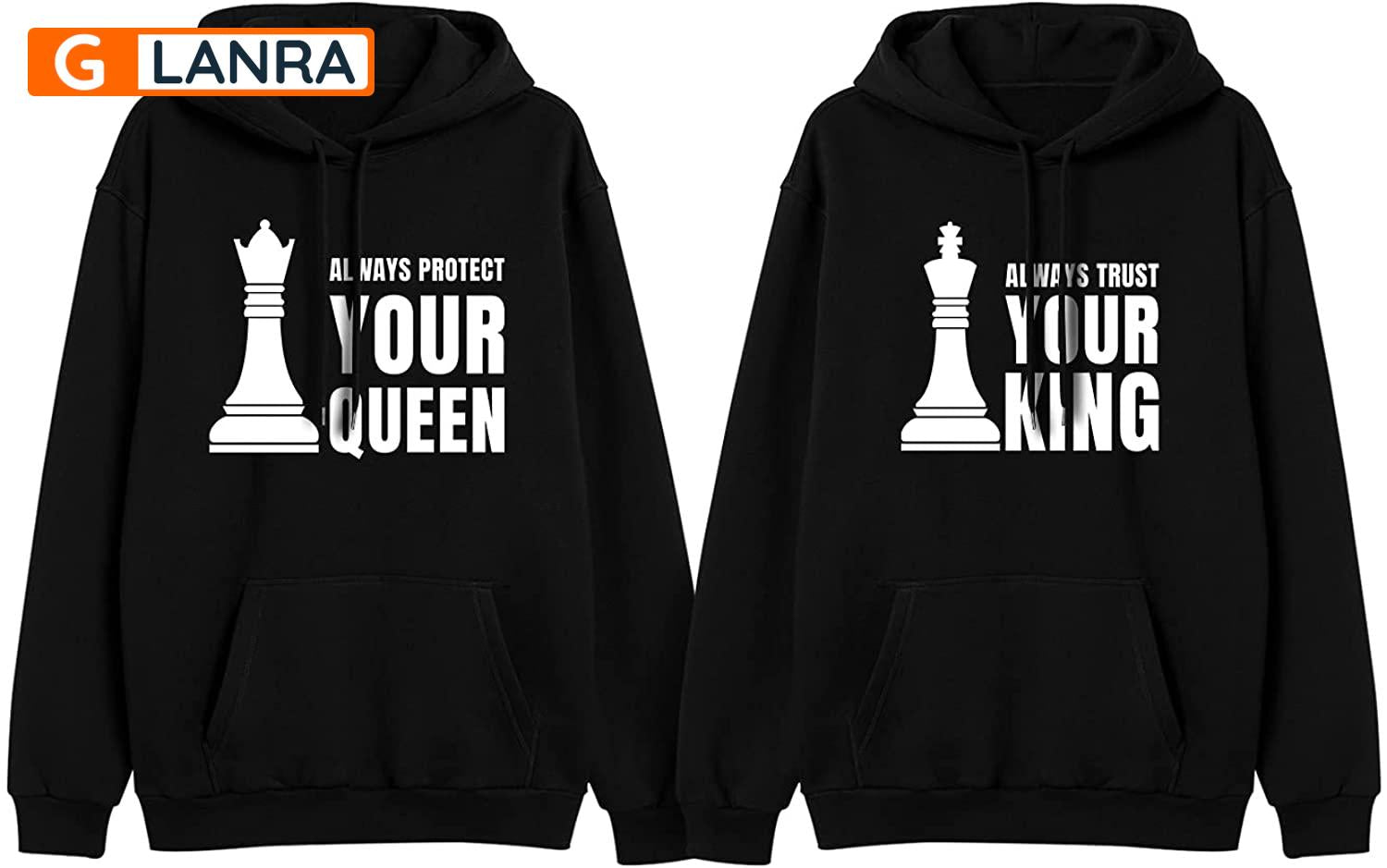 Always Protect Your Queen Always Trust Your King Hoodie, Chess Couple Hoodie, Matching Couple Hoodie, Husband Wife Hoodie, Unisex Sweater, Sweatshirt