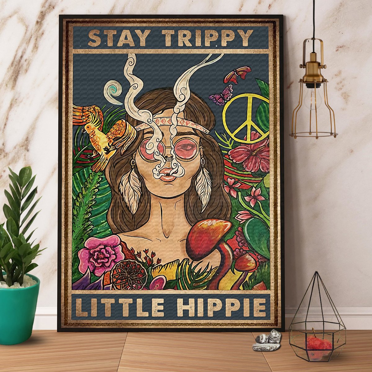 Hippie Girl Mushroom Stay Trippy Babe Hippie Paper Poster No Frame Poster Art Design