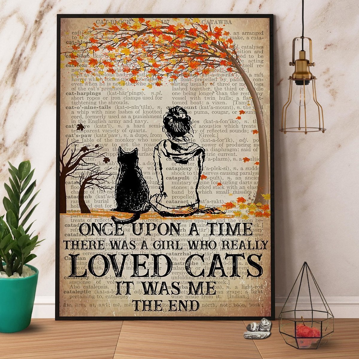 Cat Halloween Once Upon A Time There Was A Girl Loved Cats Poster No Frame Matte Canvas, Wall Decor Visual Art