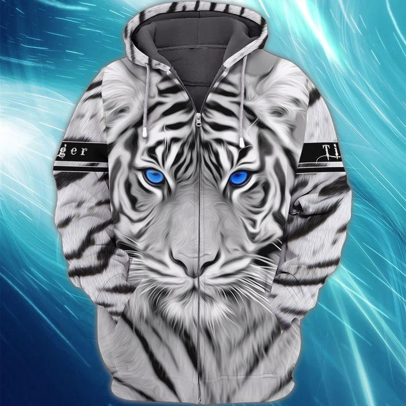 3D Full Print Beautiful White Tiger Unisex 3D Hoodie T Shirt All Over Print Plus Size S-5Xl