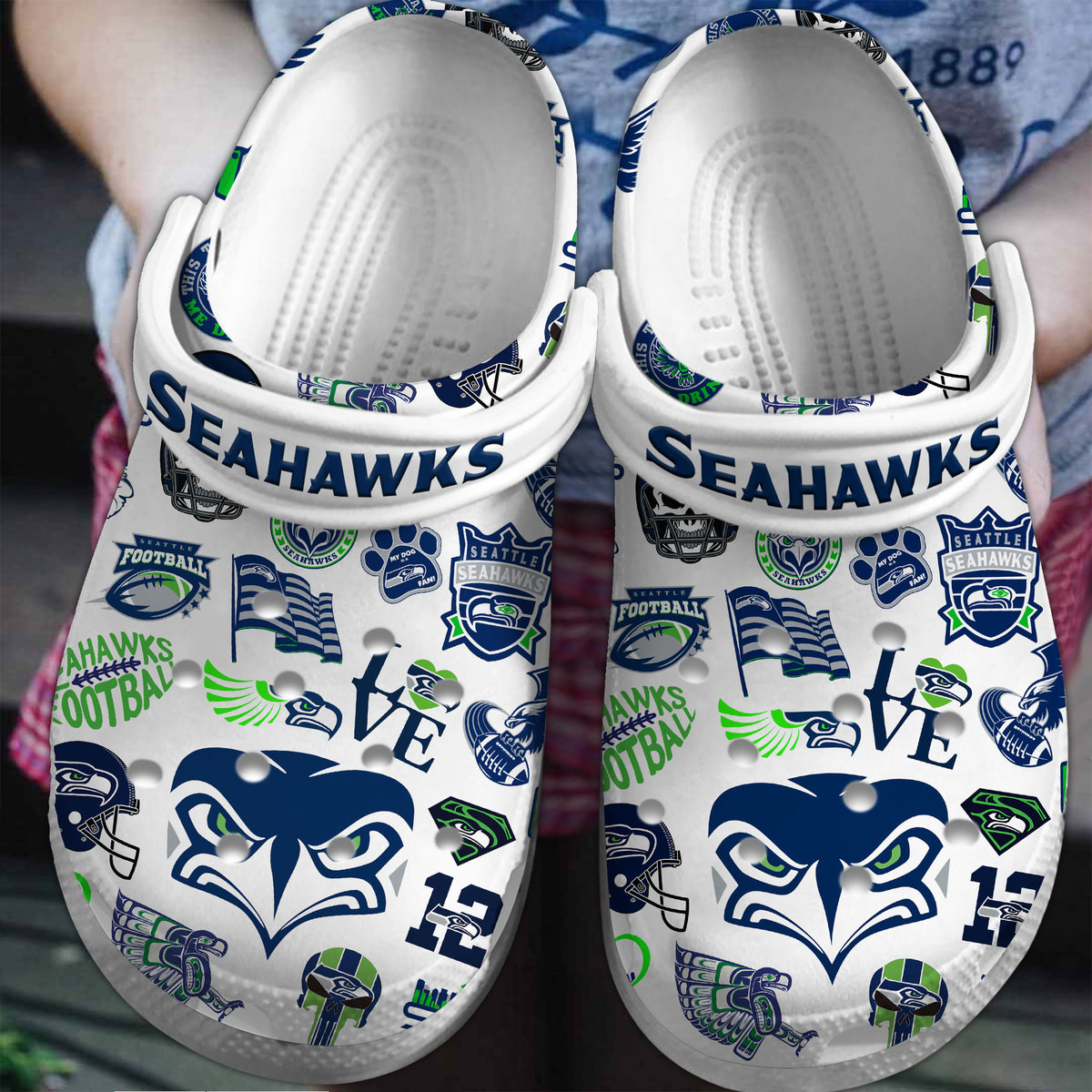 Seattle Seahawks NFL Sport Crocs Crocband Clogs Shoes Comfortable For Men Women and Kids 2