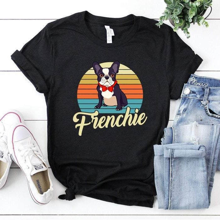 Frenchie Bulldog Vintage Retro French Bulldog Gift Dog Lovers T-Shirt