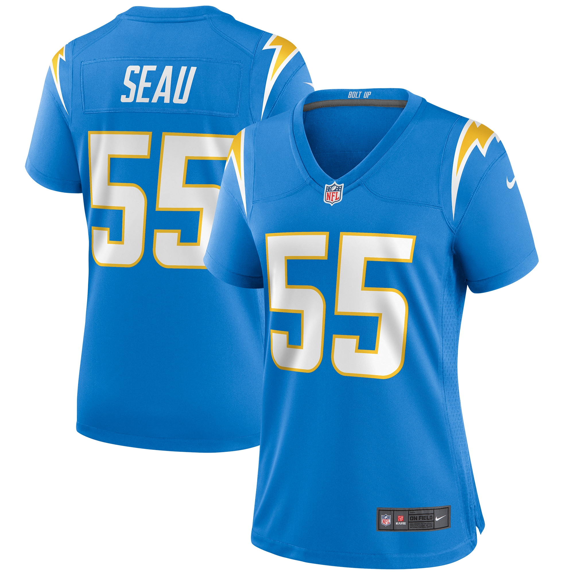 Women’s Los Angeles Chargers Junior Seau Powder Blue Game Retired Player Jersey