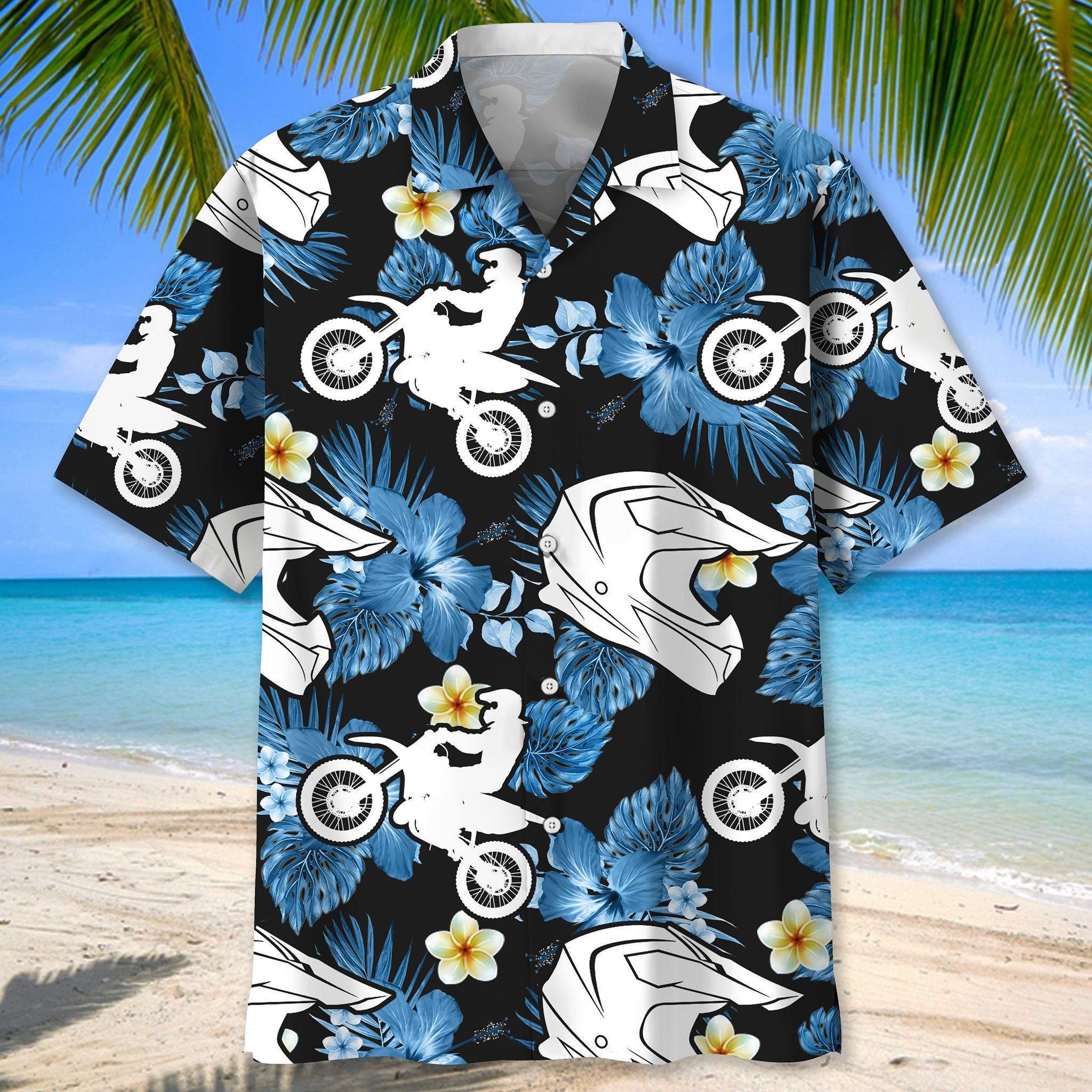 Motocross Tropical Blue Hawaii Shirt Ha24834