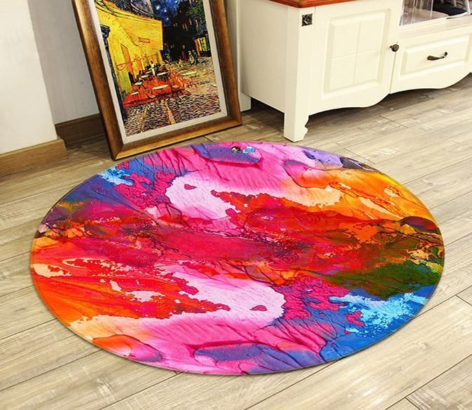 3D Abstract Oil Painting 050 Round Rug – Round Carpet Home Decor