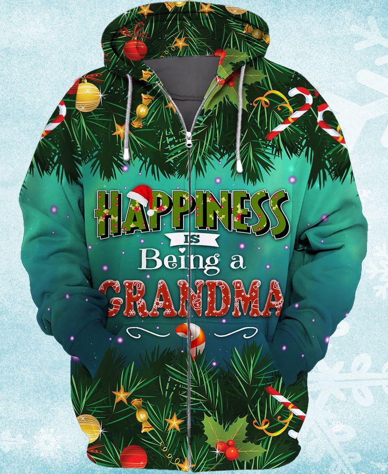 Happiness I’M Being A Grandma 3D Shirts Gift For Christmas Holiday 3D Zipper Hoodie