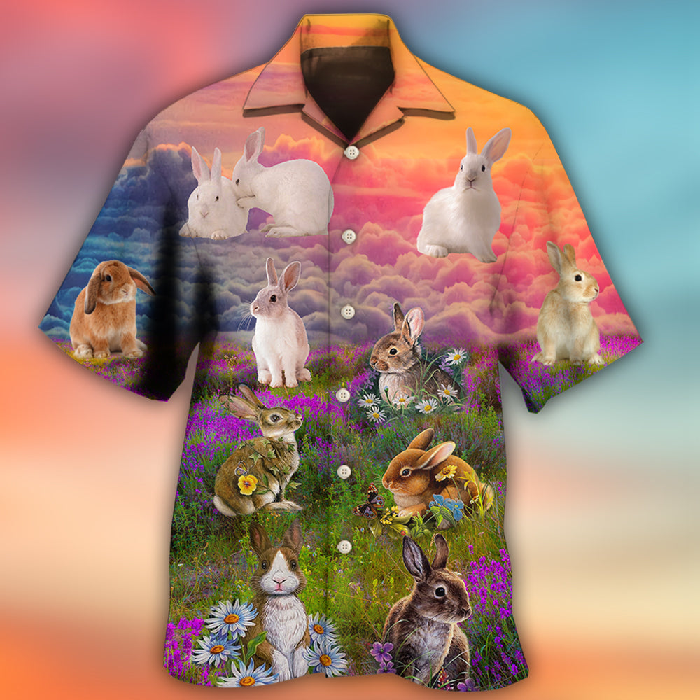 Rabbit Beautiful Floral Grass Hawaiian Shirt